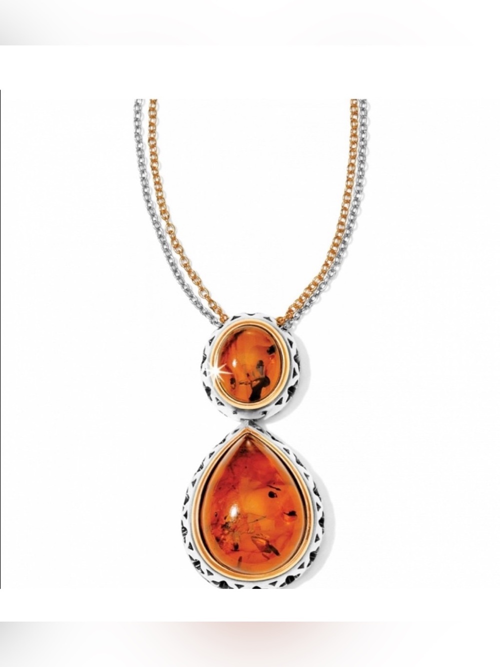Brighton Bernstein Amber Two Tone Pendant and Necklace